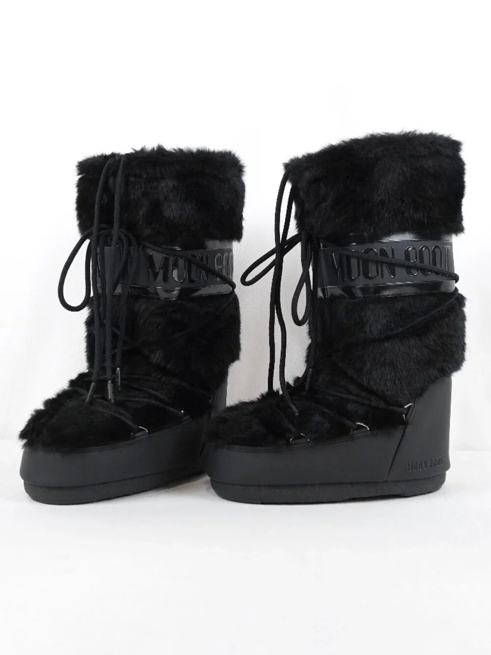 Moon Boot Icon Logo Faux-Fur Tall Boots In Black - Moon Boot Size 35/38